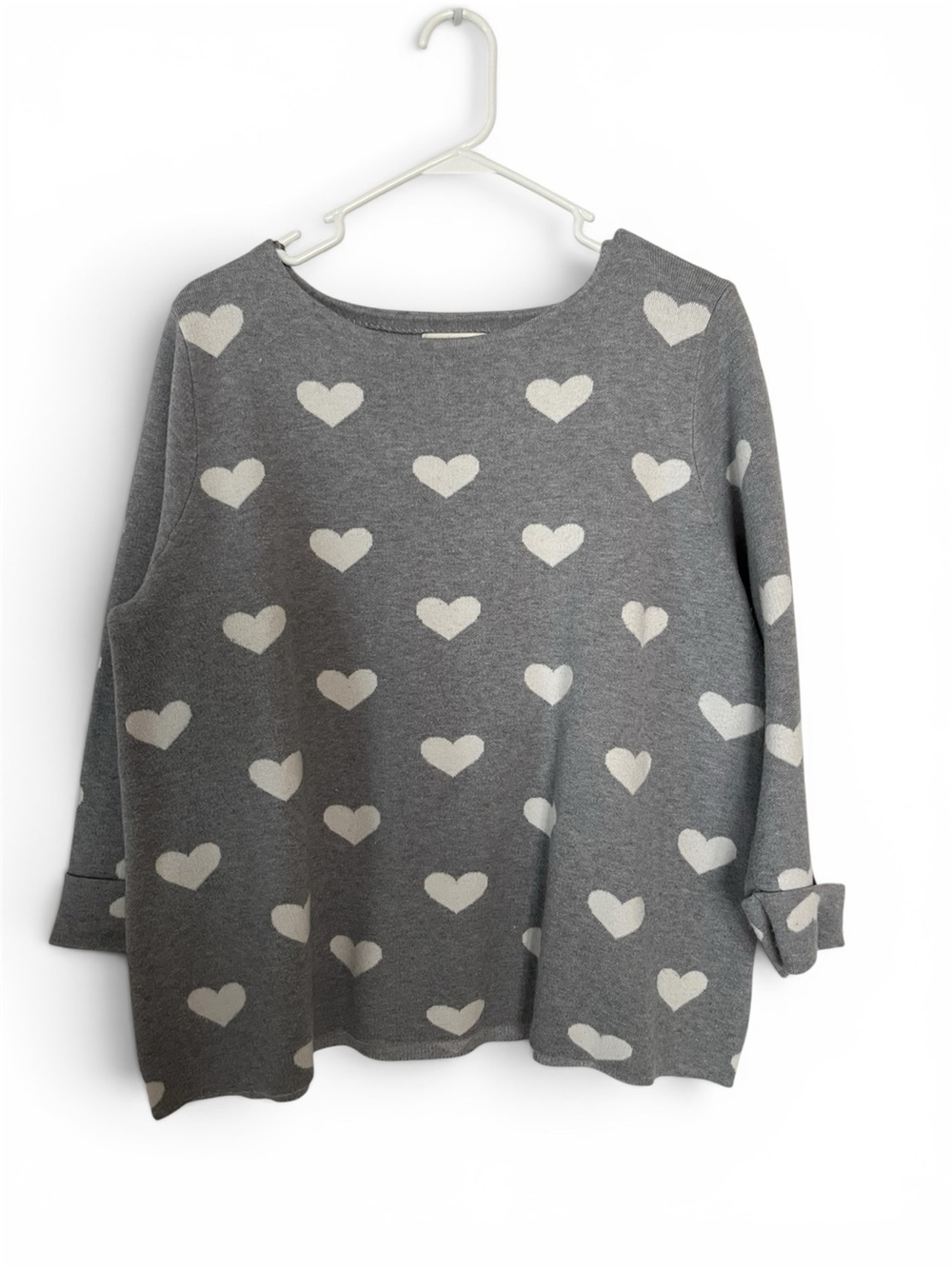 Cynthia Rowley SzXL Gray Heart-Pattern Sweater